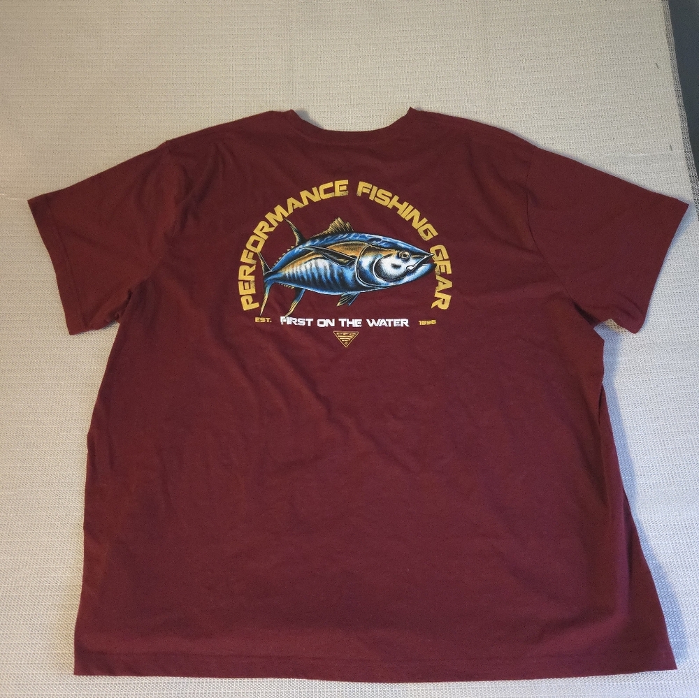 Mens Columbia 4XT Red Performance Fishing Gear Shirt NWT